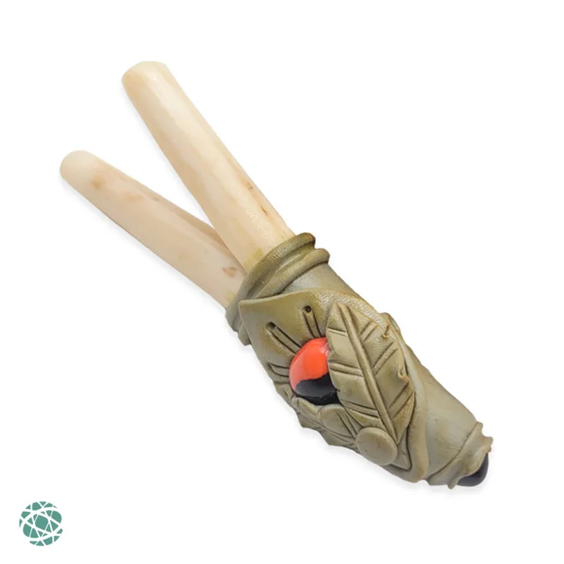 Artisanal Bone and Resin Kuripe  - Decorated with Mulungu Seeds