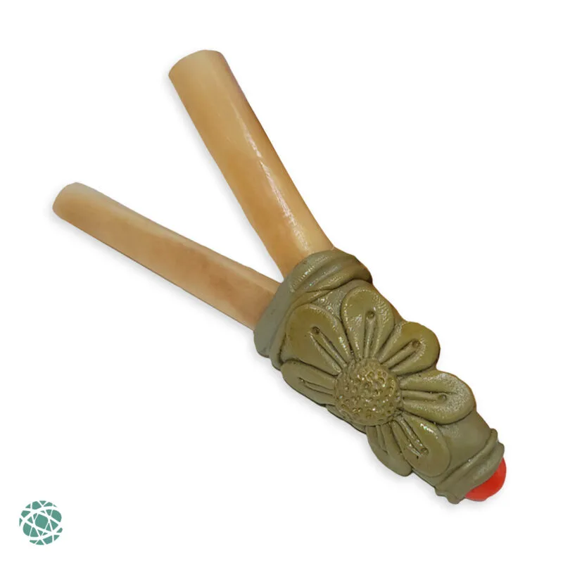 Artisanal Bone and Resin Kuripe  - Decorated with Mulungu Seeds - Image 2